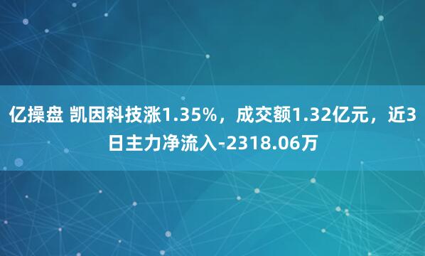 亿操盘 凯因科技涨1.35%，成交额1.32亿元，近3日主力净流入-2318.06万